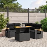vidaXL Set mobilier de grădină cu perne, 6 piese, negru, poliratan 3273512