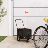 VidaXL Remorcă bicicletă animale companie, negru, textil oxford/fier