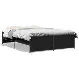 Cumpara ieftin Cadru de pat, negru, 120x190 cm, lemn prelucrat si metal