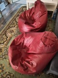 Fotolii bean bag din piele 2 bucati