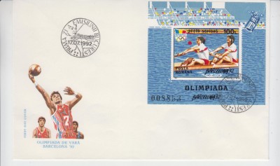 C12 - FDC Romania - JO de vara - Barcelona - colita dantelata - LP1290 - 1992 foto
