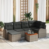 VidaXL Set canapea grădină 7 pcs Gri Mediu Ratan, Metal