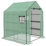 Outsunny Seră de grădină cu 1 ușă, 1 ferestre, rafturi 3 nivele pentru Legume Plante Flori P&acirc;nză PE 140 x 143 x 190 cm | Aosom Romania