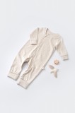 Cumpara ieftin Salopeta cu fermoar cu maneca lunga si pantaloni lungi - 100%bumbac organic - Crem cu buline, BabyCosy (Marime: 18-24 Luni)