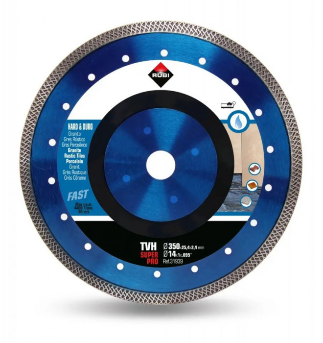 Disc diamantat pt. materiale foarte dure 350mm, TVH 350 SuperPro - RUBI-31939