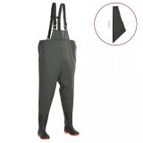 vidaXL Pantaloni de v&acirc;nătoare cu cizme, verde, mărime 42