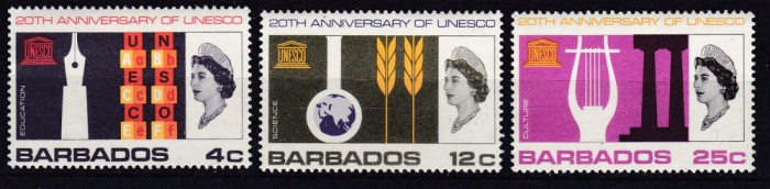 DB1 Barbados 1967 UNESCO 20 Ani 3 v. MNH