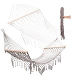 Hamac de Gradina Boho cu Franjuri 200x100 cm 150 kg Gri
