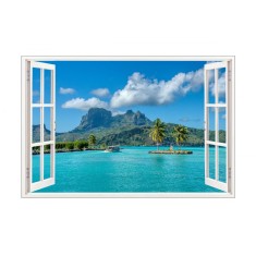 Sticker decorativ, Fereastra 3D, Ocean, 85 cm, 554STK