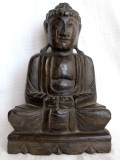 Statueta tibetana Gautama Buddha pentru meditatie, sculptura asiatica din lemn