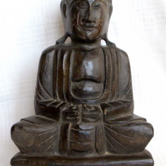 Statueta tibetana Gautama Buddha pentru meditatie, sculptura asiatica din lemn