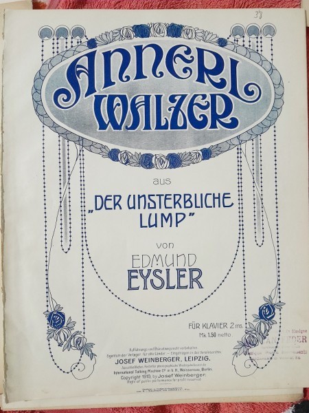 Annerl Walzer din Der Unsterbliche Lump = Edmund Eyslet patitura pentru pian