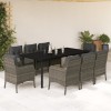 VidaXL Set mobilier grădină cu perne, 9 piese, gri, poliratan