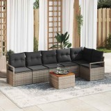 VidaXL Set Canapea Grădină 7 pcs Gri Mare Ratan, Material Textil