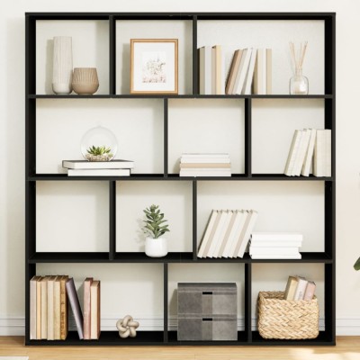 Bibliotecă, negru, 132x29x141,5 cm, lemn prelucrat foto