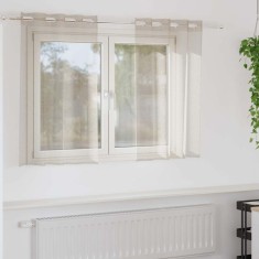vidaXL Cortină din Voile cu perdele 2 pcs Nisipiu 140x175cm Poliester 4107992