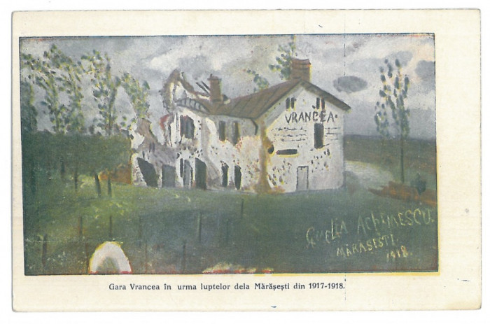 4462 - VRANCEA, Railway Station, Marasesti, Romania - old postcard - unused 1917