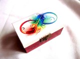 Cutie din lemn decorata cu semnul infinit multicolor 38266