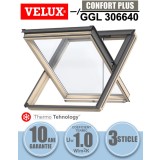 Fereastra mansarda VELUX GGL 306640, evacuare fum, lemn de pin, 3 sticle