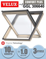 Fereastra mansarda VELUX GGL 306640, evacuare fum, lemn de pin, 3 sticle