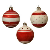 Cumpara ieftin Glob - Glass Stripes and Dots - Christmas Red - mai multe modele | Kaemingk