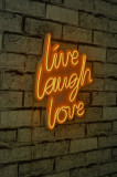 Decoratiune luminoasa LED, Live Laugh Love, Benzi flexibile de neon, DC 12 V, Galben, Neon Graph