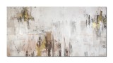 Tablou gigant abstract cu auriu pictat manual, Imaginatie, 140x70cm ulei pe panza, Vicentiu Done