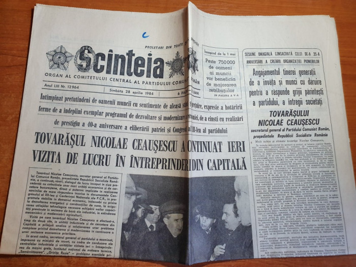 scanteia 28 aprilie 1984-vizita lui ceausescu prin intreprinderile din capitala