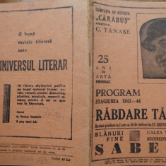 Compania de reviste Carabus , Director C - tin Tanase ; Rabdare Tanase , 1943-44