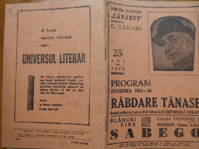 Compania de reviste Carabus , Director C - tin Tanase ; Rabdare Tanase , 1943-44 foto