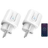 Cumpara ieftin Set 2x Priza inteligenta WiFi,16 Ah, 3680 W, Monitorizare consum energie, conectare Alexa si Google Assistant, Alb