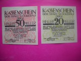 HOPCT BANCNOTA NOTGELD NR 49 - KASSENSCHEIN / STOCKERAU - SET 2 BUC -20 SI 50 HELLER 1920 -AUSTRIA-UNC
