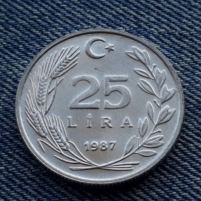1m - 25 Lira 1987 Turcia / Lire foto