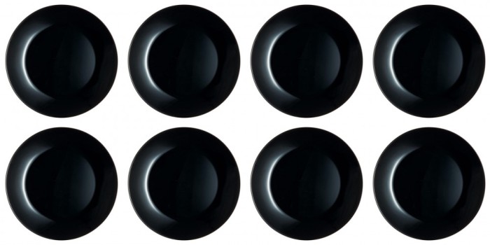 Set farfurii 8 piese pentru Fructe, Opal, Negre, diametru 18 cm