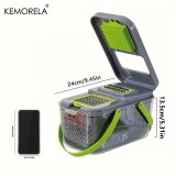 Razatoare multifunctionala pentru fructe si legume, lame din otel inoxidabil, feliere, radere, taietor, maruntitor, separator ou, functie caserola, ma