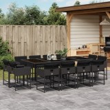 Cumpara ieftin Set mobilier de grădină cu perne, 13 piese, negru, poliratan