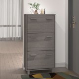 Dulap pantofi, gri deschis, 59,5x35x117 cm, lemn masiv de pin