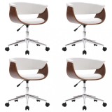 Cumpara ieftin Scaune de masa pivotante, 4 buc., alb, piele ecologica