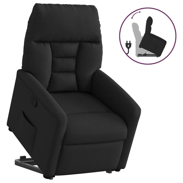 vidaXL Fotoliu rabatabil cu ridicare pe verticală, negru, textil