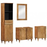 Cumpara ieftin Set mobilier de baie, 4 piese, lemn masiv de mango