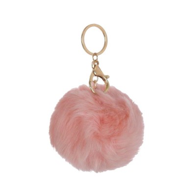 Breloc Pufos Pompon, 10 cm, Roz, ATU-088726 foto