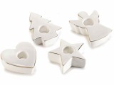 Cumpara ieftin Set 8 suporturi lumanari portelan alb auriu cm 6,5 x 8,5 x 3 H