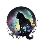 Cumpara ieftin Sticker decorativ Pisica Noptii, Multicolor, 58 cm, 5517ST, Oem