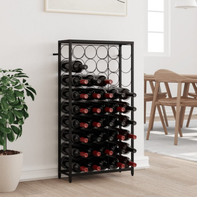 vidaXL Suport sticle vin, 45 de sticle negru 54x18x100 cm fier forjat foto