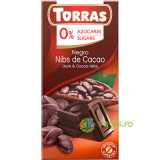 Ciocolata Neagra cu Bucati de Cacao fara Zahar si fara Gluten 75g