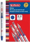 Pix cu gel shiny, 0,5 mm, albastru, display 24 bucati, Herlitz