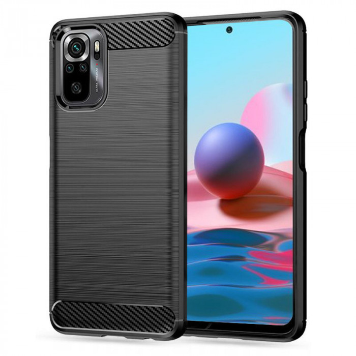 Husa pentru Xiaomi Redmi Note 10 4G / Note 10S / Poco M5s, Techsuit Carbon Silicone, Black