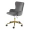 Scaun birou HM Timoteo, stofa tip catifea, inaltime ajustabila, roti pivotante, cadru metalic auriu, 100 kg, gri