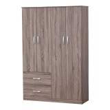 Dulap Zelia pakoworld cu patru foi și 2 sertare &icirc;n nuanță de stejar Sonoma 120x42x180cm