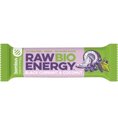 Baton Energizant cu Coacaze Negre si Nuca de Cocos Bio Raw Energy 50 grame Bombus foto